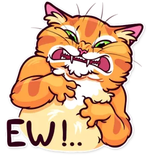 😖 EW!... cat, orange, ew, disgust, sticker, animal, feline, expression telegram sticker
