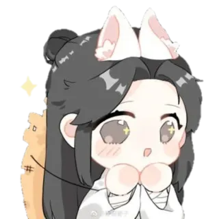 🤩 cute, anime, cat ears, chibi, cartoon, kawaii telegram sticker