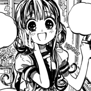 ✉️ kyaaa 漫画, 动漫, 可爱, 开朗, 女孩, 黑白, 日本 telegram sticker