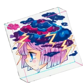 😓 アニメ, 悲しい, 女の子, 雨, 雲, 嵐, エモい, 泣く telegram sticker