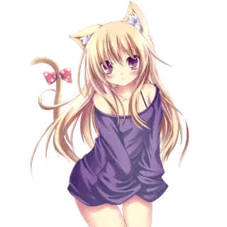 💕 Anime, Neko, Katzenmädchen, Kawaii, Süß, Manga telegram sticker