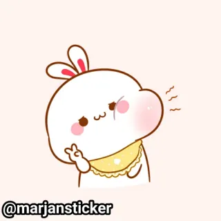 ❤️ @marjansticker стикер, мультфильм, зайчик, милый, знак мира, животное telegram sticker