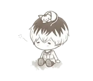 🖤 แมว, คน, จิบิ, น่ารัก, คาวาอิ telegram sticker