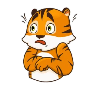 😱 tygrys, zwierzę, kreskówka, słodki, bojaźliwy, przestraszony telegram sticker