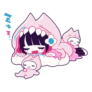 😴 スラミチ Anime, Kawaii, Mignon, Japonais, Sommeil, Monstre, Dessin animé whatsapp sticker