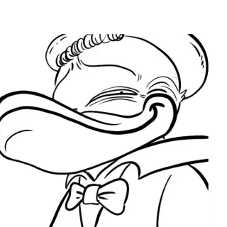 🤤 desenho animado, personagem, rosto, gravata borboleta telegram sticker