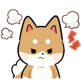 😤 犬, 怒り, かわいい, 柴犬, マンガ, ステッカー, 絵文字, 表情 telegram sticker