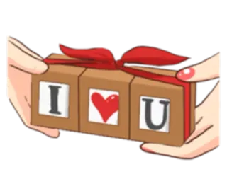 🎁 I ❤️ U amor, corazón, regalo, regalo, romántico telegram sticker