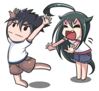 😆 cartoon, anime, characters, fight, funny, emotions telegram sticker