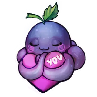 😘 YOU mignon, sticker, dessin animé, amour, coeur, violet, alien, toi telegram sticker