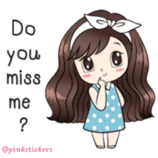 😍 Do you miss me? cartoon, girl, cute, question, missing, sticker telegram sticker