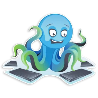 😰 ośmiornica, kreskówka, cyfrowy, technologia, komputer, zwierzę telegram sticker