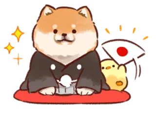 👘 cane, shiba inu, giappone, fan, carino, pulcino, animale whatsapp sticker