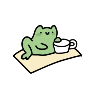 🍵 ếch, trà, thư giãn, dễ thương, hoạt hình telegram sticker