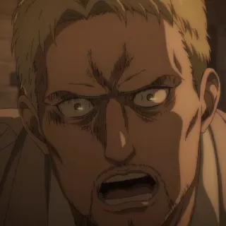 😰 Reiner Braun Attack on Titan Anime, Attaque des Titans, Reiner Braun, effrayé, en colère whatsapp sticker