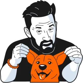 🐶 homme, chien, oreilles, drôle, dessin animé, orange, personne telegram sticker