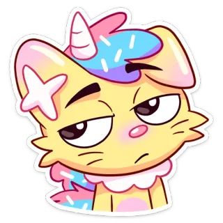 😒 desenho animado, adesivo, gato, unicórnio, fofo, pastel whatsapp sticker