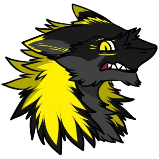 😠 Furry, Lupo, Cartone animato, Animale, Giallo, Nero, Antro, Adesivo whatsapp sticker