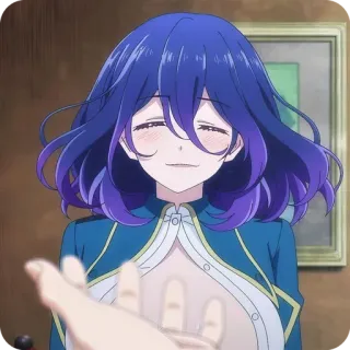 😊 animé, femme, cheveux bleus, souriant, joyeux, dessin animé telegram sticker