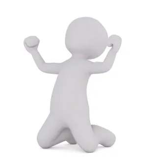 😔 stick figure, white, kneeling, arms up, figure, person telegram sticker
