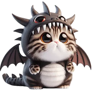 🥺 gatto, gattino, drago, animale, carino, fantasy telegram sticker
