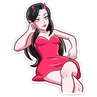 😉 demonio, chica, mujer, dibujos animados, pegatina telegram sticker