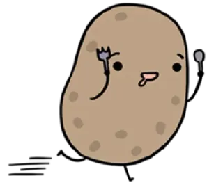 🏃‍♂ potato, food, cartoon, cute, fork telegram sticker