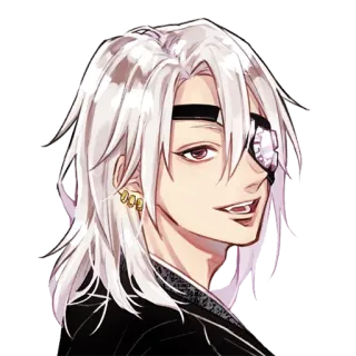 💎 Anime, Manga, Personaggio, Capelli Bianchi, Benda sull'occhio, Illustrazione telegram sticker