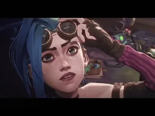 🫂 Jinx Arcane Jinx, Arcane, League of Legends, capelli blu, Anime, Netflix telegram sticker