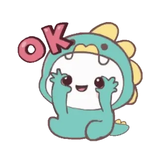 👌 OK 스티커, 귀여운, 공룡, OK, 승인, 만화 telegram sticker