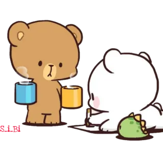 ☕️ carino, orsi, latte, moka, kawaii, coppia telegram sticker