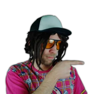 👉 uomo, cappello, occhiali da sole, dreadlocks, persona, che punta telegram sticker