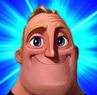 😁 Mr. Incredible The Incredibles Mr. Indestructible, Les Indestructibles, Disney, Pixar, personnage animé, souriant, Meme whatsapp sticker
