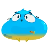 😨 blue cat, cute, cartoon, animal, fish, ocean, sea telegram sticker
