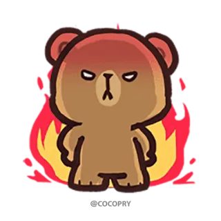 😡 en colère, ours, dessin animé, feu, rouge whatsapp sticker