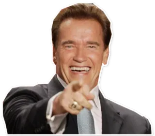 👉 Arnold Schwarzenegger actor, político, señalando, gobernador, sonrisa telegram sticker