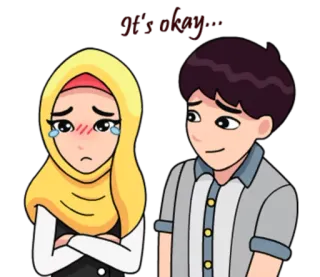 🙂 It's okay Cartone animato, Coppia, Triste, Felice, Relazione, Confortante whatsapp sticker