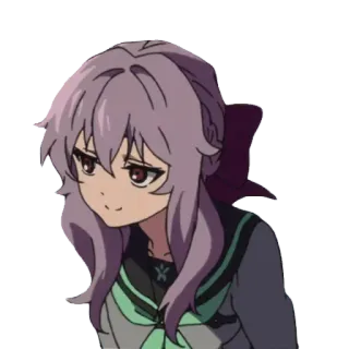 😊 Shinoa Hiiragi Seraph of the End Anime, Mädchen, lila Haare, Shinoa, Seraph, Ende telegram sticker