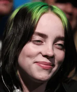 🌊 Billie Eilish นักร้อง, Billie Eilish, นักดนตรี, คนดัง, ผมสีเขียว, ป๊อปสตาร์ telegram sticker
