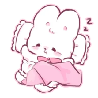 📩 zz bunny, sleeping, cute, cartoon, pink, kawaii telegram sticker