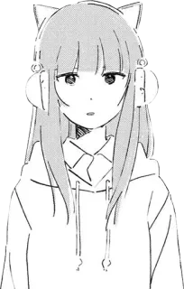 😐 Anime, Manga, Katzenohren, Kopfhörer, Mädchen telegram sticker