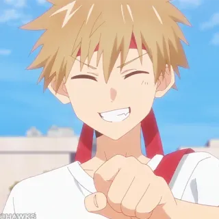 🧡 Anime, Karakter, Anak laki-laki, Tersenyum, Bando merah telegram sticker