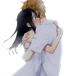 🖤 Animé, Couple, Romance, Câlin, Amour, Dessin animé telegram sticker