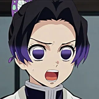 😡 Shinobu Kocho Demon Slayer 애니메이션, 귀멸의 칼날, 코쵸 시노부, 충격, 놀람 telegram sticker