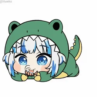 🦐 Gawr Gura Anime, Vtuber, Gawr Gura, Hai, Chibi, Niedlich, Dinosaurier whatsapp sticker