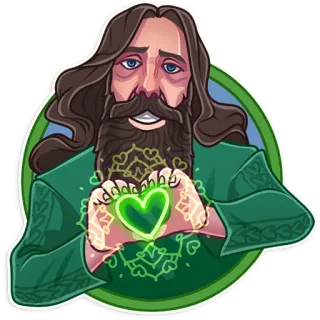 ❤️ man, beard, heart, love, green, cartoon, character, emotions telegram sticker