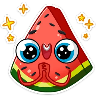 ☺️ melancia, kawaii, fofo, fruta, adesivo, desenho animado whatsapp sticker