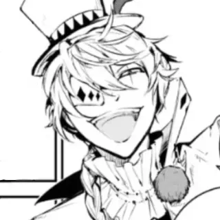 🃏 Nikolai Gogol Bungou Stray Dogs Anime, Manga, Nikolai Gogol, Bungou Stray Dogs, Karakter, tersenyum, topi, karakter anime telegram sticker
