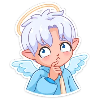 🤔 ангел, милый, мультик, стикер, эльф, нимб telegram sticker