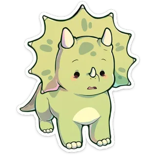 ⭐ dinosaure, tricératops, mignon, dessin animé, animal, préhistorique telegram sticker